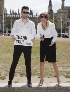 Bradley Gudger, a CLIC Sargent Ambassador and young person supported by the charity through his cancer diagnosis, with Kate Lee, CLIC Sargent's CEO. (Photo © Hazel Dunlop).